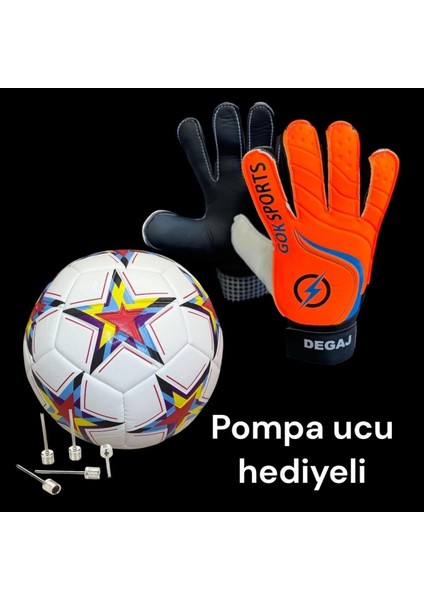 Degaj yetişkin çocuk kaleci eldiveni bilek bandajlı futbol topu 5 adet pompa ucu modelleri