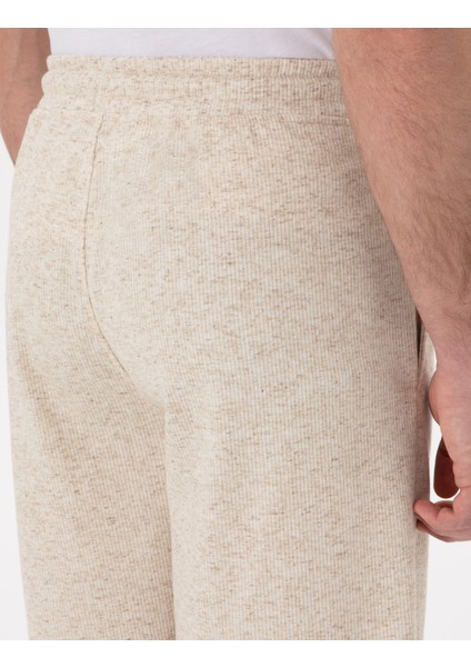 Erkek Bej Comfort Fit Keten Karışımlı Örme Şort 50302548-VR011