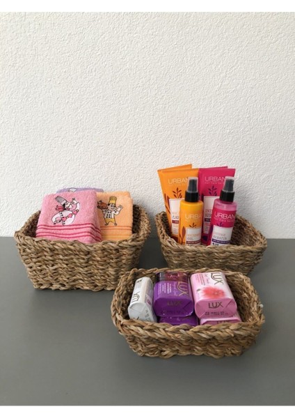 Şık 3'lü Hasır Dekoratif Sepet Seti, ev ve ofis için estetik ve pratik çözüm