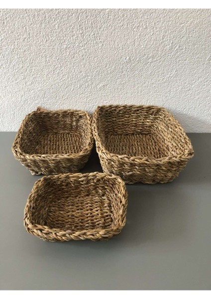 Şık 3'lü Hasır Dekoratif Sepet Seti, ev ve ofis için estetik ve pratik çözüm fiyatları