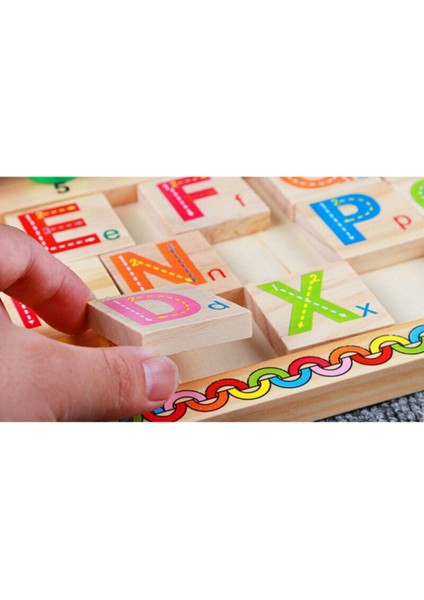 Çocuklar İçin Eğitici Ahşap Alfabe Tahtası - Bej, 3-6 Yaş için Eğlenceli Öğrenme Oyunu
