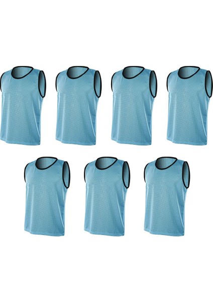 Mavi renk yetişkin beden delikli fileli 7 adet antreman yeleği halı saha ıdman ve maç yeleği