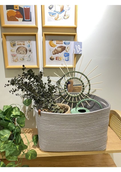 Gri Dikdörtgen Jüt Hasır Görünümlü Düzenleyici Sepet, küçük boy, dayanıklı ve şık tasarım