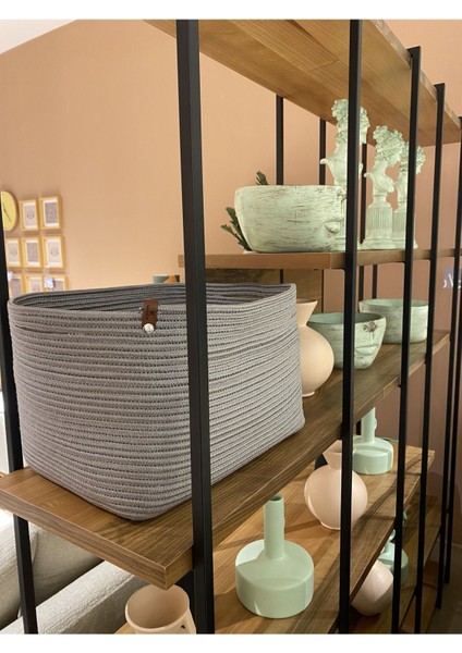 Gri Dikdörtgen Jüt Hasır Görünümlü Düzenleyici Sepet, küçük boy, dayanıklı ve şık tasarım modelleri