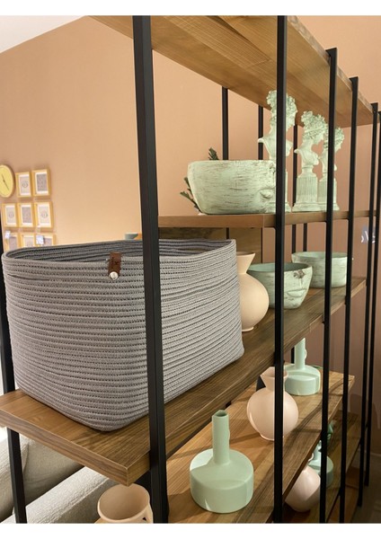 Gri Dikdörtgen Jüt Hasır Görünümlü Düzenleyici Sepet, küçük boy, dayanıklı ve şık tasarım fırsatları