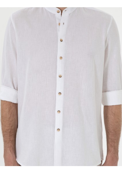 Erkek Beyaz Regular Fit Uzun Kollu Gömlek 50303301-VR013