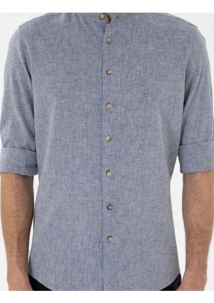 Erkek Lacivert Regular Fit Uzun Kollu Gömlek 50303301-VR033