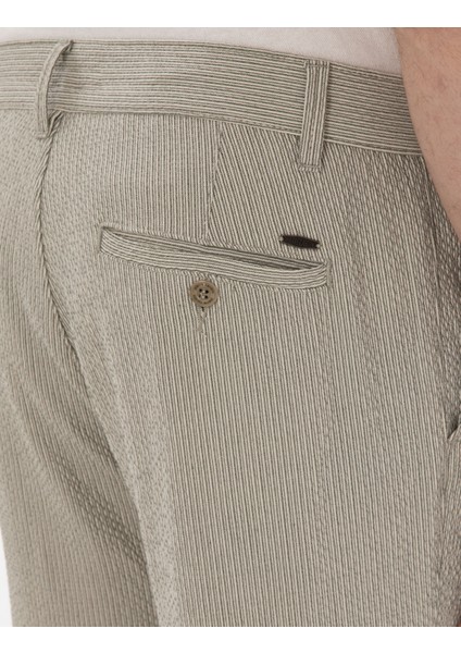 Erkek Haki Slim Fit Gofre Yazlık Kanvas Pantolon 50305235-VR027