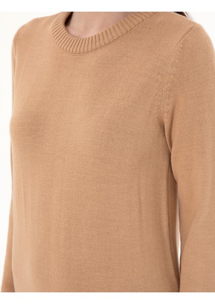 Kadın Bej Melanj Regular Fit Triko Elbise 50300115-VR156