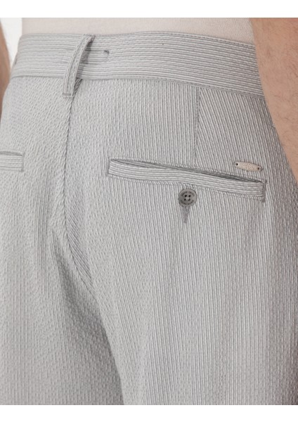 Erkek Gri Slim Fit Gofre Yazlık Kanvas Pantolon 50305235-VR024