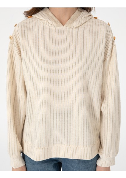 Kadın Krem Comfort Fit Sweatshirt 50301468-VR071