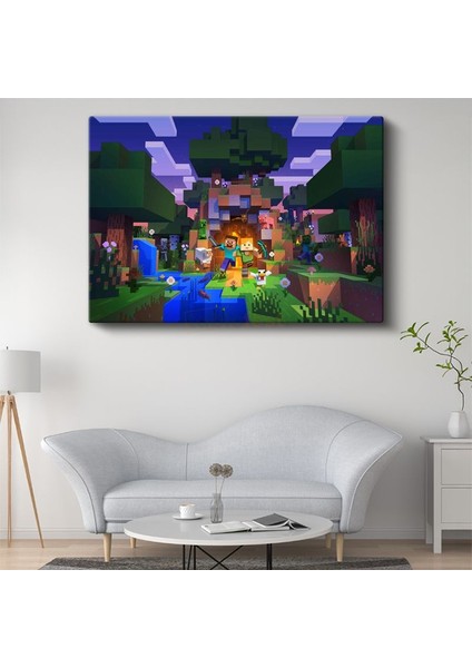Minecraft - Gece Kampı Kanvas Tablo