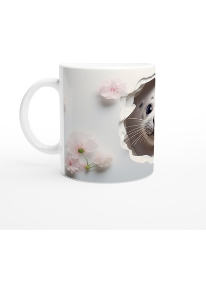 Gülümseyen Fok ve Pembe Çiçekli Su Altı Temalı Kupa Bardak fiyatları