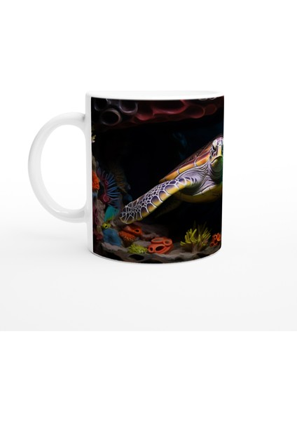 Renkli Mercanlar Arasında Yüzen Deniz Kaplumbağalı Kupa Bardak fiyatları