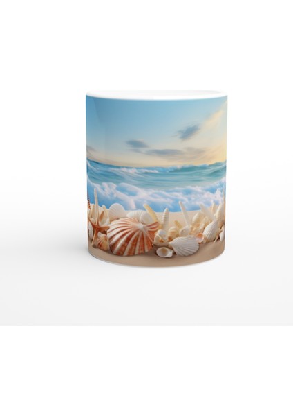 Gün Batımında Deniz Kabuğu Kupa Bardak