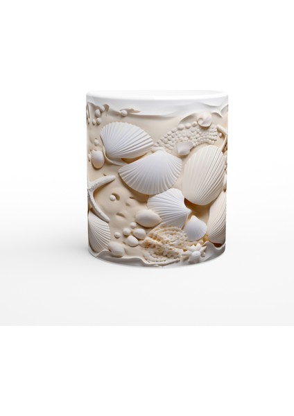 Kabuklar ve Yıldızlarla Bezenmiş Su Altı Temalı Kupa Bardak