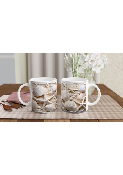 Kabuklar ve Yıldızlarla Bezenmiş Su Altı Temalı Kupa Bardak indirimleri