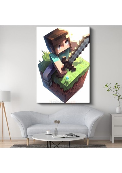 Minecraft - Savaşçı Steve Küp Dünyasında Kanvas Tablo