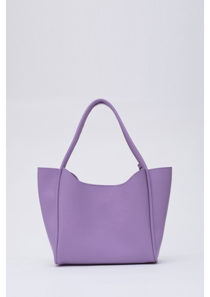 Lila SHK108 Çıtçıtlı Suni Deri Cüzdanlı Makyaj Çantalı Kadın El ve Omuz Çantası U:25 E:38 G:15 cm fırsatları