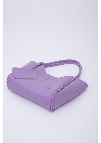 Lila SHK108 Çıtçıtlı Suni Deri Cüzdanlı Makyaj Çantalı Kadın El ve Omuz Çantası U:25 E:38 G:15 cm