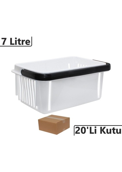 Beyaz 7L Plastik Kozmetik El Sepeti, 20'li Paket, 30x20 cm, Şık ve Hafif Tasarım