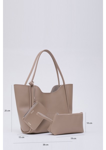 Vizon SHK108 Çıtçıtlı Suni Deri Cüzdanlı Makyaj Çantalı Kadın El ve Omuz Çantası U:25 E:38 G:15 cm fiyatları
