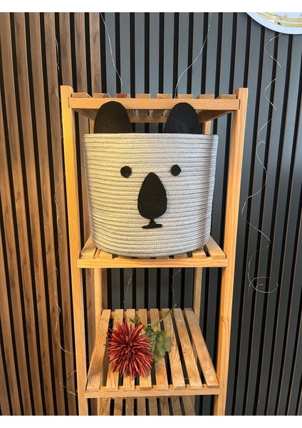Sevimli Hayvan Figürlü Jüt Organizer, 25x25 cm, doğal ve şık tasarım
