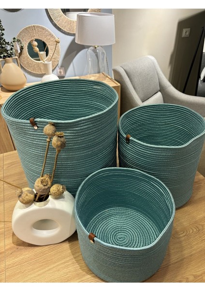 Büyük Boy Çok Amaçlı Jüt Düzenleyici Sepet, Mavi, Orta Hacim, 1 Parça fırsatları