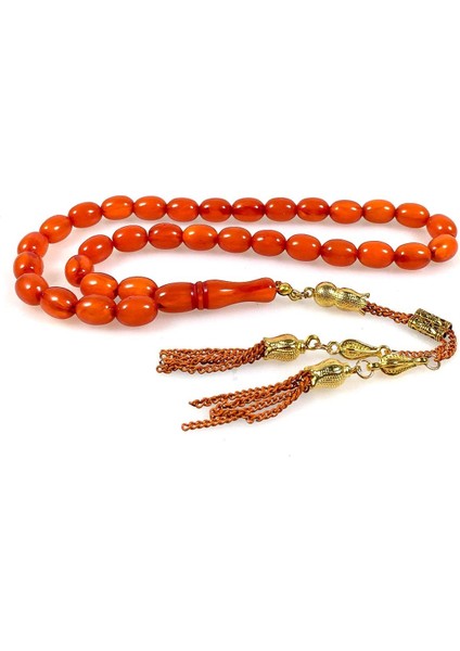 Koyu Turuncu Lale Püsküllü Toz Kehribar Tesbih fırsatları