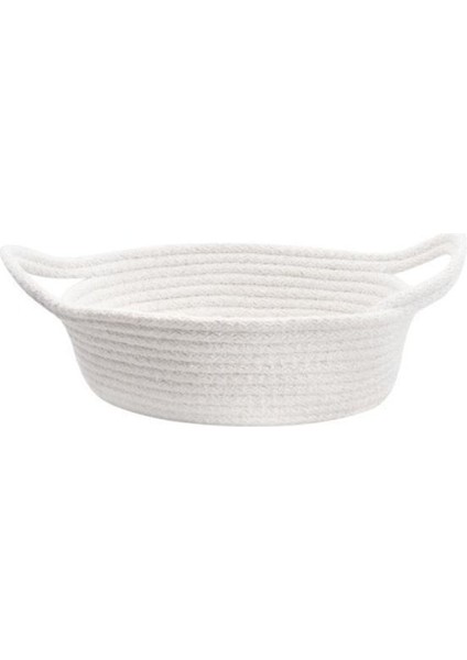 Ekru jüt yuvarlak sepet, doğal ve şık dekorasyon için ideal, 22x7cm
