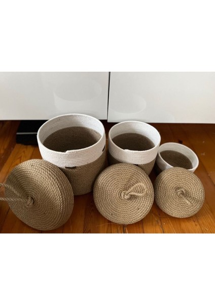 Kahverengi Üçlü Hasır Jüt Sepet Seti, Şık ve Kullanışlı Dekoratif Organizer modelleri