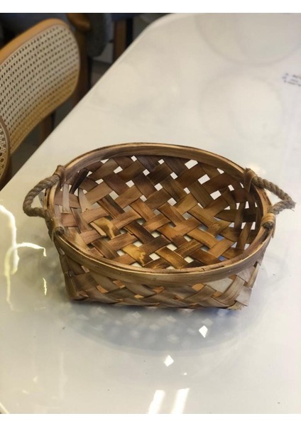 Yuvarlak ahşap hasır sepet, 36x36x10 cm, şık ve kullanışlı depolama çözümü fiyatları