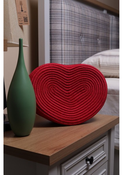 Kırmızı jüt sepet, oval kapaklı organizer, 20x20, şık ve pratik depolama alanı