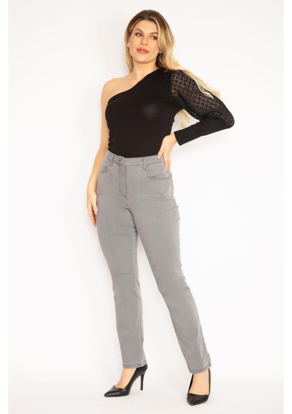 Kadın Gri 5 Cepli Likralı Kot Pantolon 65N35151 modelleri