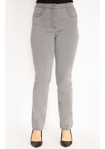 Kadın Gri 5 Cepli Likralı Kot Pantolon 65N35151 fırsatları