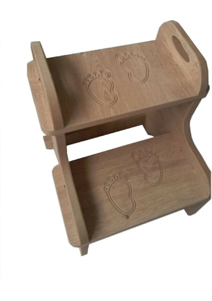 Montessori Kahverengi Ahşap Basamak Tabure Çocuk Bebek Banyo Wc Lavabo Merdiven Yükseltici