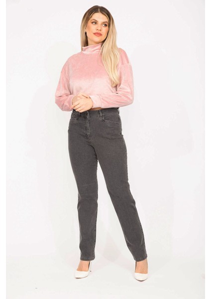 Kadın Antrasit 5 Cep Likralı Kot Pantolon 65N35291