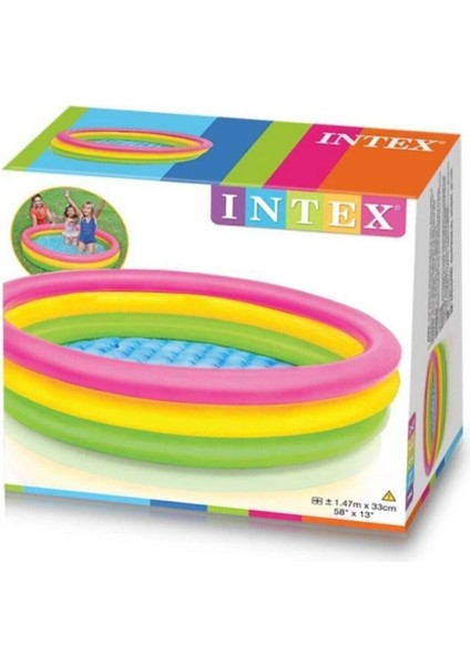 Intex 147 cm 3 Boğumlu Çok Renkli Yuvarlak Şişmeli Havuz Pompa Opsiyonu Yok modelleri