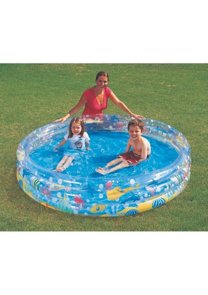 Bestway Okyanus Desenli Çocuk Havuzu 152x30 cm, Pompa Dahil, Bej Renkli