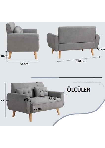 Mini Kanepe, Minimalist Kanepe, 120 cm Koltuk, Kompakt Kanepe