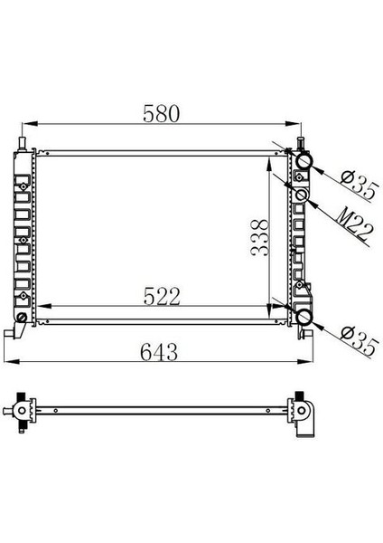 Orıs BFI003016 Radyatör Brazing Palio-Albea-Strada 96 1.2-1.4-1.6 16V Klimasız Mek 522X359X23