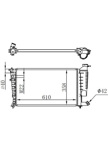 Orıs BCI042022 Radyatör Brazing mt 610X358X22 Xsara 1.4i/1.6i 97 / 306 1.4i/1.6i 93 61313