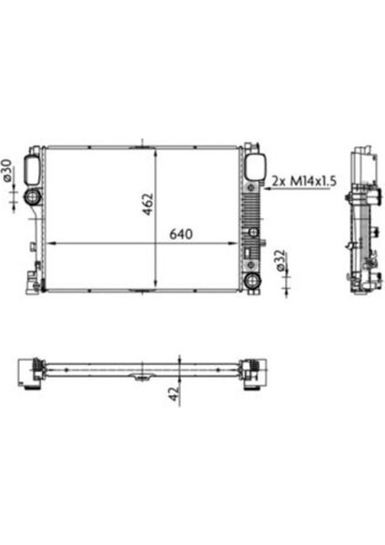 Knecht CR38000S Su Radyatörü (640×462×42) W221 C216 S 350 S 450 S 500 M 272.965 (ENO:8MK376700614)