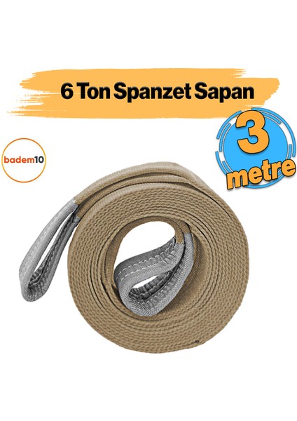 Sapan Polyester Spanzet 6 Ton 3 Metre Kahve Sağlam Yük Kaldırma Taşıma Indirme Halat