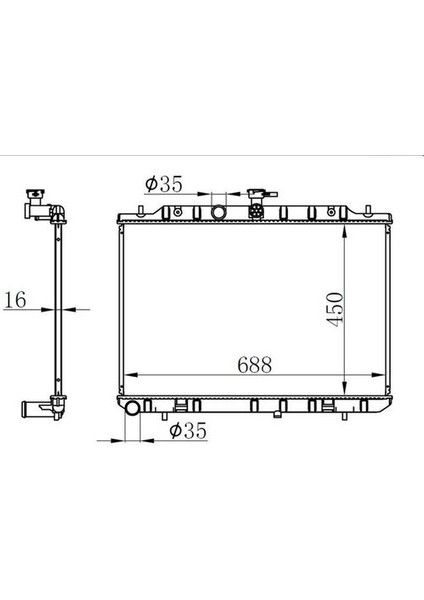 Orıs BNI252016 Radyatör Brazing mt 450X688X16 X-Trail 2.0d 07 67366
