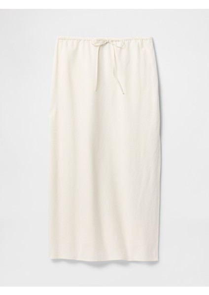 Kadın Beyaz Linen-Blend Midi Etek fiyatları