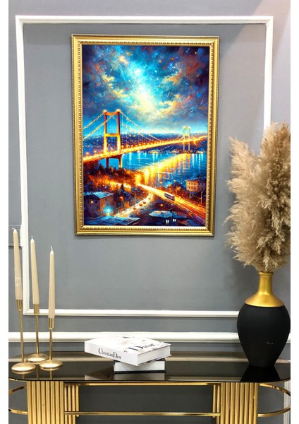 Boğaz Köprüsü Manzara Desenli Çerçeveli Duvar Tablosu 50X70CM İSTANBUL03
