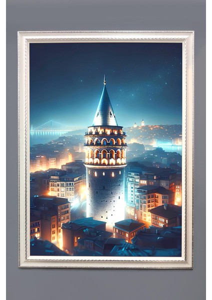 Galata Kulesi Desenli Çerçeveli Duvar Tablosu 50X70CM İSTANBUL04