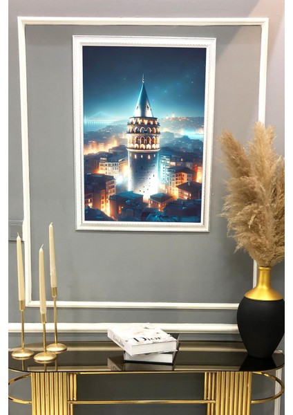 Galata Kulesi Desenli Çerçeveli Duvar Tablosu 50X70CM İSTANBUL04