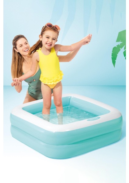 Intex Mavi şişme mini kare havuz 86x86x25 cm, pompa hariç, eğlence dolu yaz keyfi